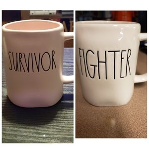 Pink Rae Dunn Survivor Mug and Fighter Mug bundle